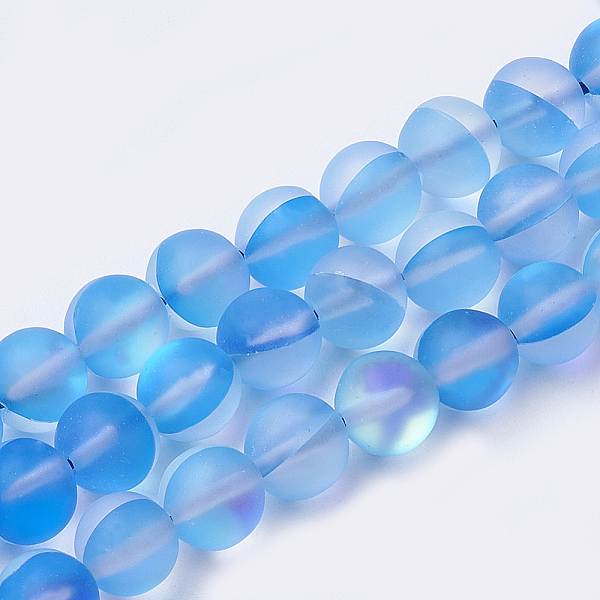 

PandaHall Synthetic Moonstone Beads Strands, Holographic Beads, Dyed, Frosted, Round, Royal Blue, 10mm, Hole: 1.2mm 40pcs/strand, 15.7 inch...