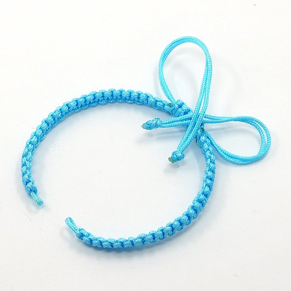 

PandaHall Braided Nylon Cord for DIY Bracelet Making, Cyan, 145~155x5x2mm, Hole: 2~4mm Nylon Cyan