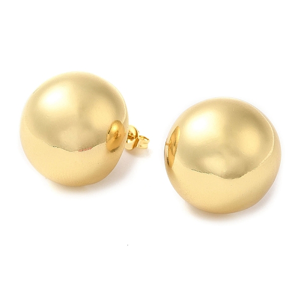 

PandaHall Rack Plating Brass Stud Earrings, Half Round, Real 16K Gold Plated, 19.5mm Brass Half Round
