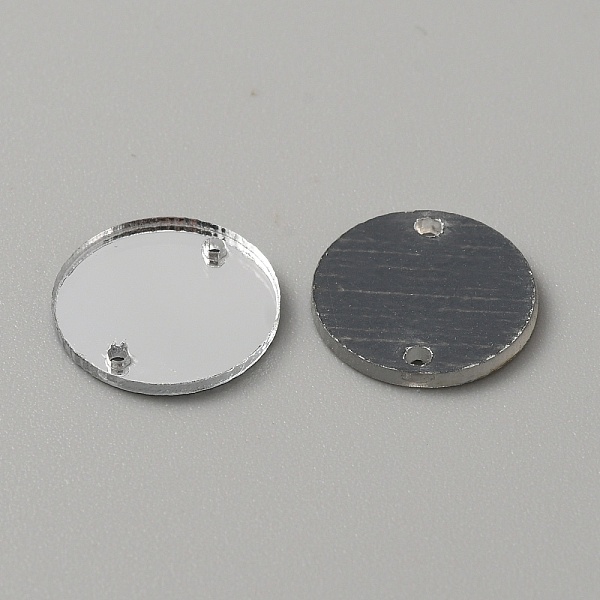 

PandaHall Flat Round Acrylic Mirror Sew on Rhinestone, Garments Accessories, 2-Hole Links, Silver, 20mm Acrylic Flat Round Silver