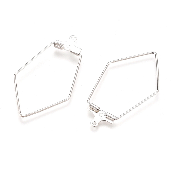 

PandaHall 304 Stainless Steel Pendants, Hoop Earring Findings, Rhombus, Silver, 21 Gauge, 37x20x1.8mm, Hole: 1mm, Inner Size: 29.5x19mm, Pin...