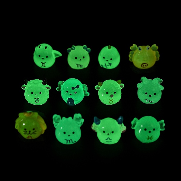 

PandaHall Chinese Zodiac Luminous Resin Display Decorations, Glow in the Dark, for Car or Home Office Desktop Ornaments, Mixed Shapes, Mixed...