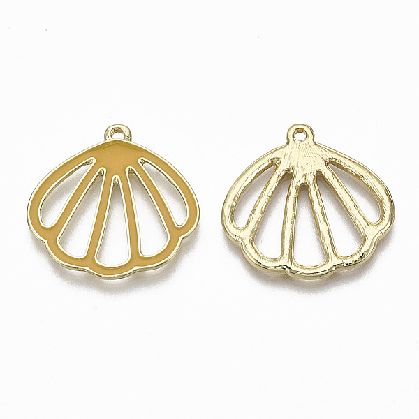 

PandaHall Alloy Enamel Pendants, Cadmium Free & Nickel Free & Lead Free, Shell Shape, Light Gold, Gold, 24x24x1.5mm, Hole: 1.4mm...