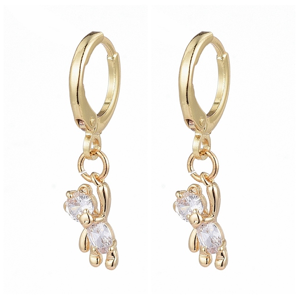 

PandaHall Brass Huggie Hoop Earrings, with Clear Cubic Zirconia and Cardboard Boxes, Bear, Clear, Real 18K Gold Plated, 28mm, Pin: 0.8mm...
