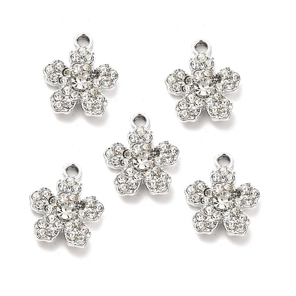 

PandaHall Alloy Rhinestone Pendants, Platinum Tone Flower Charms, Crystal, 19x16x4mm, Hole: 2.5mm Alloy+Rhinestone Flower Clear