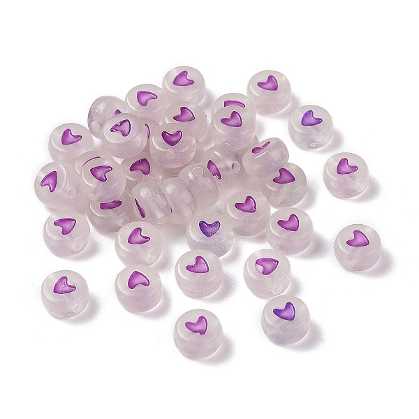

PandaHall Luminous Acrylic Beads, Glow in the Dark, Flat Round with Heart, Orchid, 7x3.5mm, Hole: 1.2mm, about 3600pcs/500g Acrylic Flat..., Purple