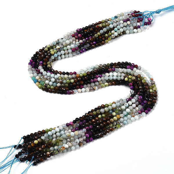 

PandaHall Natural Mixed Gemstone Beads Strands, Round Beads, Faceted, 4x4mm, Hole: 0.6mm, about 104~108pcs/strand, 15.35''~15.75''(39~40cm)...