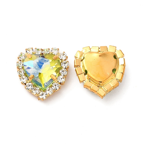 

PandaHall Moonlight Effect Heart Sew on Rhinestone, Multi-strand Links, with Golden Tone Brass Prong Settings, Garments Accessories, Peridot..., Green