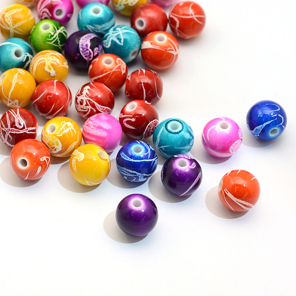 

PandaHall Spray Painted Drawbench Acrylic Round Beads, Mixed Color, 12mm, Hole: 2mm, about 500pcs/500g Acrylic Round Multicolor
