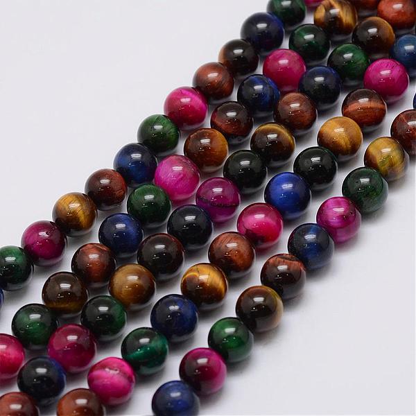 

PandaHall Natural Tiger Eye Beads Strands, Round, Dyed, Mixed Color, 6mm, Hole: 1mm, about 63pcs/strand, 14.96 inch(38cm) Tiger Eye Round..., Multicolor