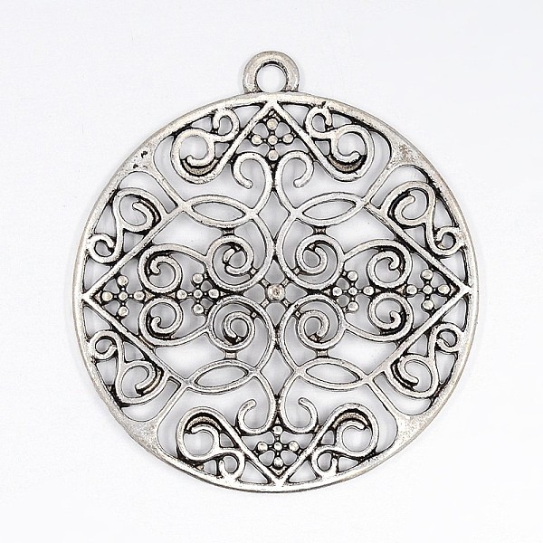 

PandaHall Alloy Pendants, Cadmium Free & Nickel Free & Lead Free, Flat Round, Antique Silver, 35x2.5mm, Hole: 2mm Alloy Flat Round