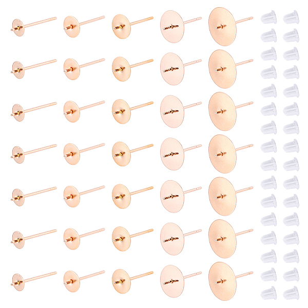 

PandaHall DICOSMETIC 50Pcs 5 Size 304 Stainless Steel Stud Earring Findings, For Half Drilled Beads, Flat Round, with 60Pcs Plastic Ear Nuts...