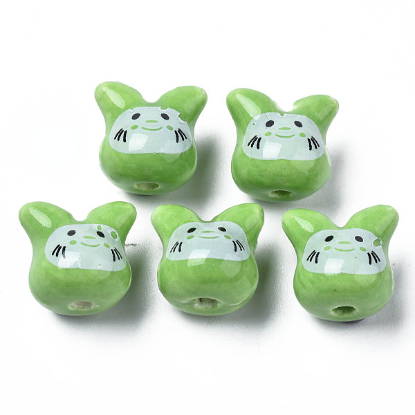 

PandaHall Handmade Porcelain Beads, Famille Rose Style, Cat, Light Green, 11.5x12x10.5mm, Hole: 2mm Porcelain Cat Shape