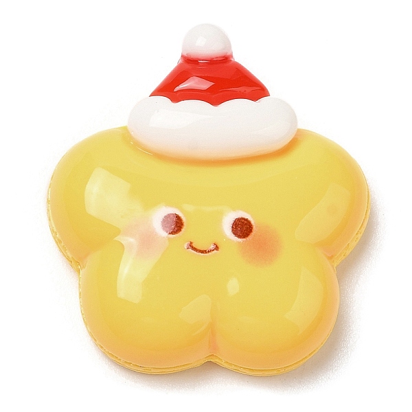 

PandaHall Christmas Theme Opaque Resin Cabochons, Cartoon Christmas Cabochons, Star, 24x22x7.5mm Resin Star