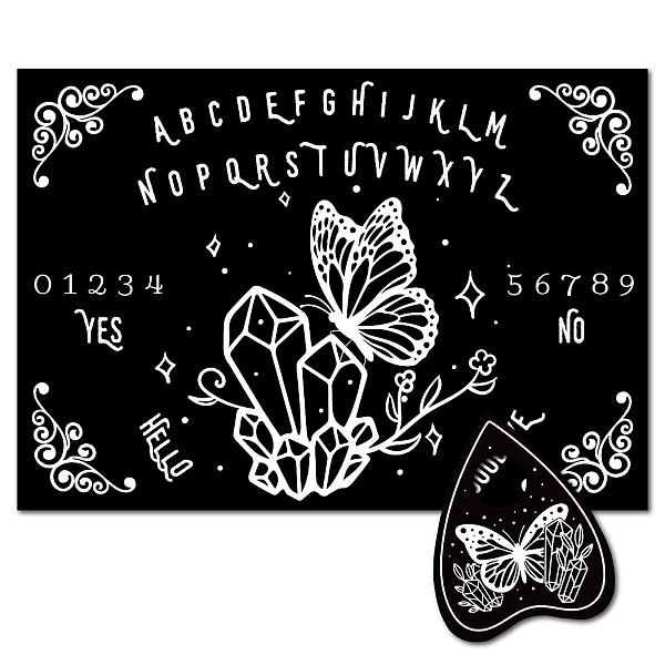 

PandaHall CREATCABIN Butterfly Pendulum Dowsing Divination Board Tool Wooden Spirit Board Moth Black Talking Board Kit with Planchette for...