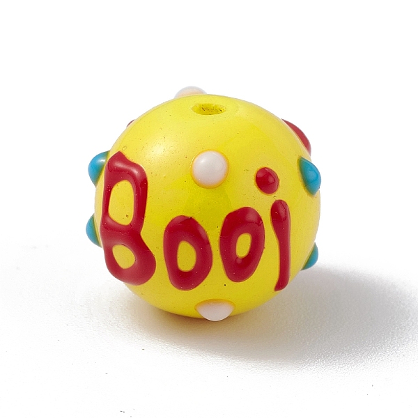 

PandaHall Opaque Painted Glass Beads, Round with Handmade Enamel Smearing BOOi, Yellow, 13.5x13mm, Hole: 1.4mm Glass Round Yellow