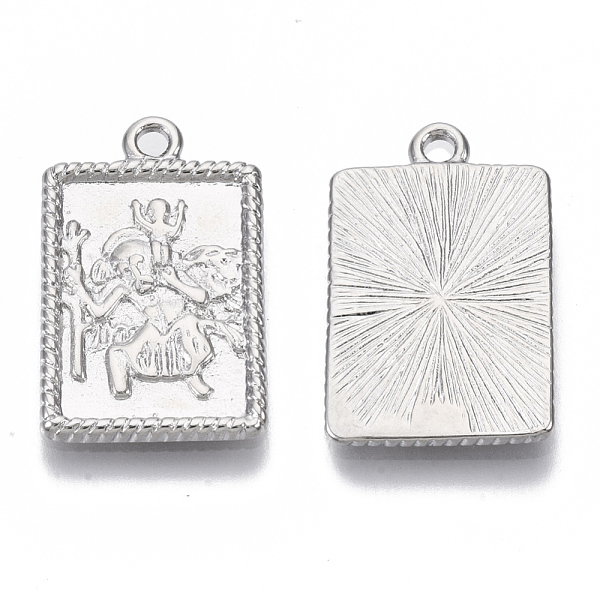 

PandaHall Brass Pendants, Nickel Free, Rectangle with Saint, Real Platinum Plated, 22.5x14x2mm, Hole: 1.8mm Brass Rectangle