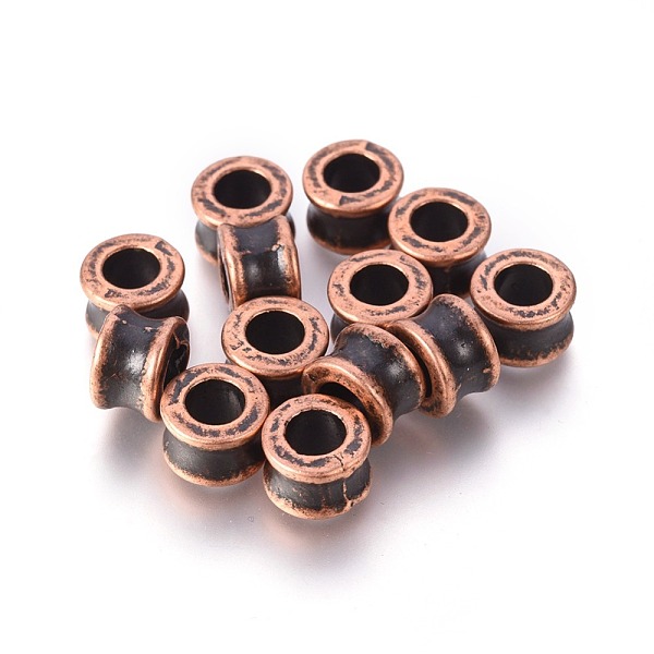 

PandaHall Tibetan Style Alloy European Beads, Large Hole Beads, Barrel, Red Copper, Lead Free & Nickel Free & Cadmium Free, 8x5.5mm, Hole...