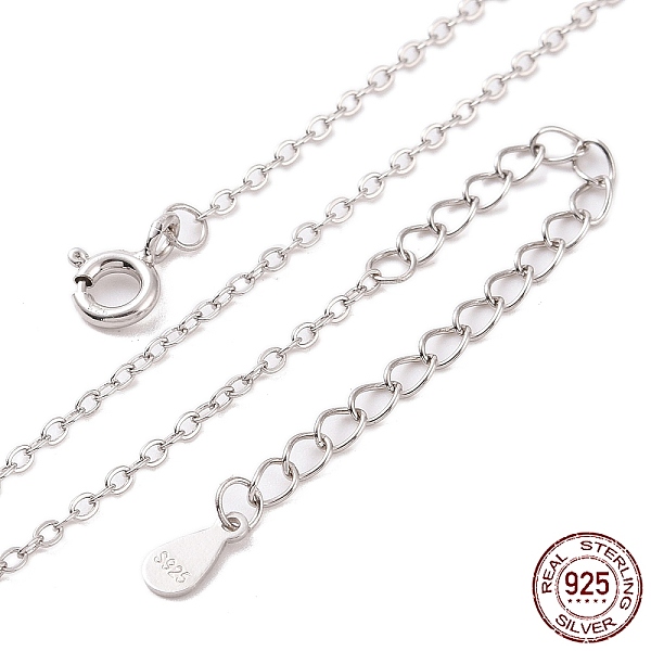 

PandaHall Rhodium Plated 925 Sterling Silver Flat Cable Chain Necklace, with S925 Stamp, for Beadable Necklace Making, Long-Lasting Plated...