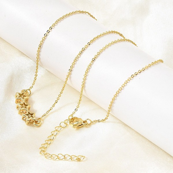 Brass Glass Triple Star Pendant Necklaces