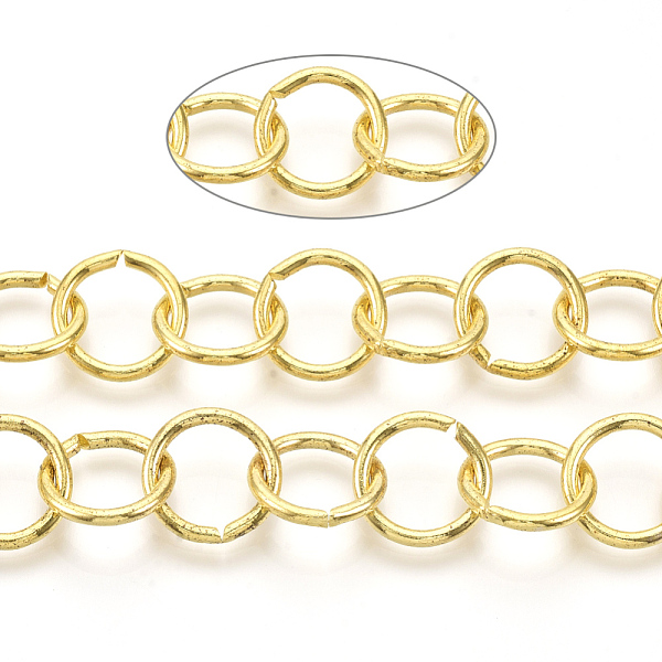 

PandaHall Iron Rolo Chains, Belcher Chain, Unwelded, with Spool, Golden, Link: 15x1.8mm, about 39.37 Feet(12m)/roll Iron