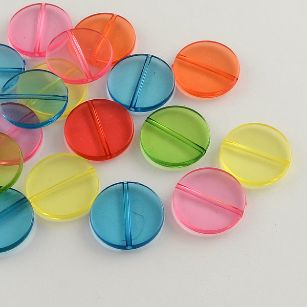 

PandaHall Flat Round Transparent Acrylic Beads, Mixed Color, 25x5mm, Hole: 2mm Acrylic Flat Round Multicolor