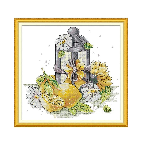 

PandaHall Lantern with Flower Pattern DIY Cross Stitch Beginner Kits, Stamped Cross Stitch Kit, Including 11CT Printed Cotton Fabric..., Multicolor