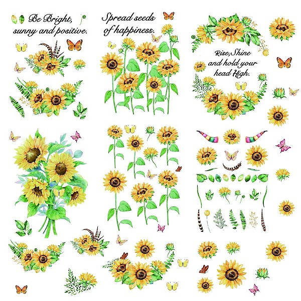 PandaHall CRASPIRE Sunflower Window Decals Inspirational Stickers Spring Window Stickers Room Decor Stickers for Classroom Bedroom Living...