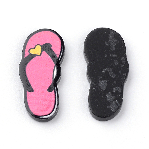 

PandaHall Plastic Cabochons, Flip-Flops/Chancla, Hot Pink, 24x10.5x2.5mm Plastic Shoes
