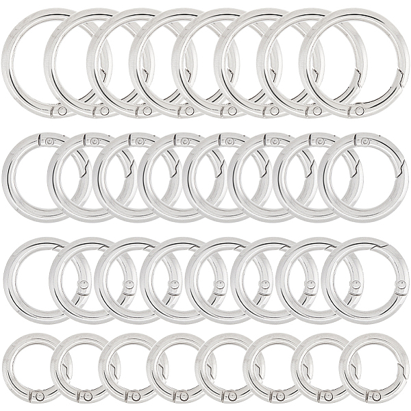 

PandaHall SUNNYCLUE 1 Box 32Pcs 4 Sizes Spring Key Rings Key Ring Clips Trigger Round Snap Buckle Spring Keyring Buckle Round Carabiner...