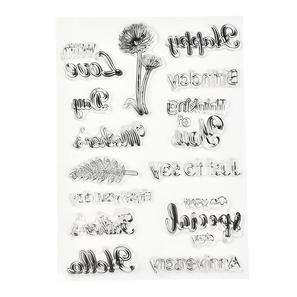 

PandaHall Silicone Clear Stamps, for Card Making Decoration DIY Scrapbooking, Word, 14.5x10.5x0.3cm Silicone Word