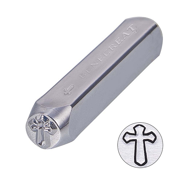 

PandaHall BENECREAT Iron Metal Stamps, for Imprinting Metal, Wood, Leather, Cross Pattern, 64.5x10x10mm Iron Cross