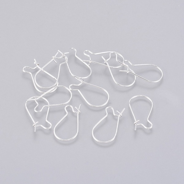 

PandaHall Brass Hoop Earrings Findings Kidney Ear Wires, Silver Color Plated, 18 Gauge, 20x10mm, Pin: 1mm Brass