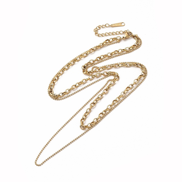 

PandaHall Ion Plating(IP) 304 Stainless Steel Cable & Ball Chains Double Layer Necklace for Women, Real 14K Gold Plated, 16.30 inch(41.4cm)...