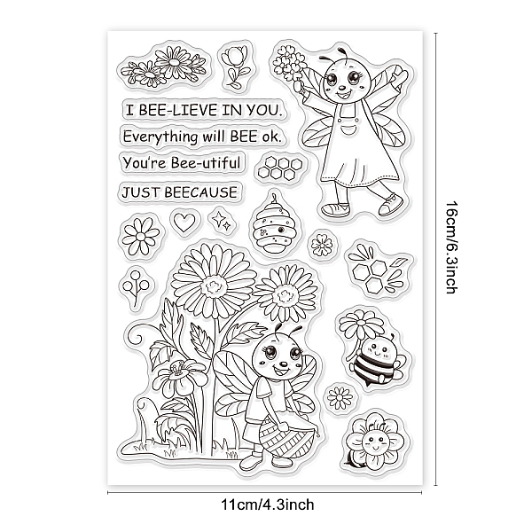 

PandaHall PVC Plastic Stamps, for DIY Scrapbooking, Photo Album Decorative, Cards Making, Stamp Sheets, Bees Pattern, 16x11x0.3cm Plastic...