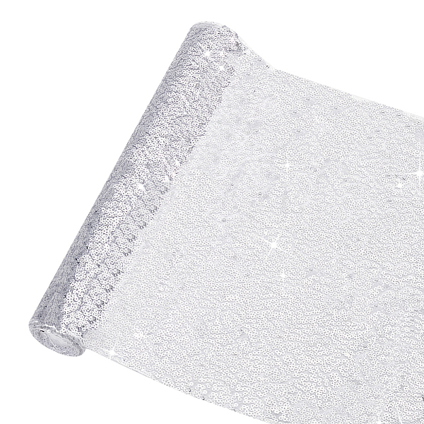 

PandaHall Polyester Sequin Table Runners, Wedding Party Table Decoration, Rectangle, Silver, 1830x290x0.8mm Polyester Rectangle Silver