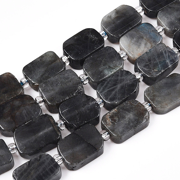 

PandaHall Natural Larvikite Beads Strands, with Seed Beads, Rectangle, 11~13x8~9x4~5mm, Hole: 0.8mm, about 14pcs/strand, 7.68''(19.5cm)..., Black