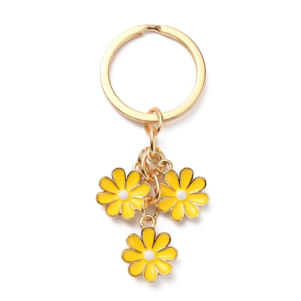 

PandaHall Cute Enamel Keychain, Colorful Daisy Keychain, for Women Girls Handbag Accessories, Yellow, 7.4cm Iron Flower Yellow