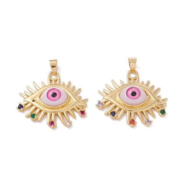 

PandaHall Brass Micro Pave Colorful Cubic Zirconia Pendants, with Resin Eye Cabochons, Long-Lasting Plated, Eye, Real 18K Gold Plated, Mixed..., Multicolor