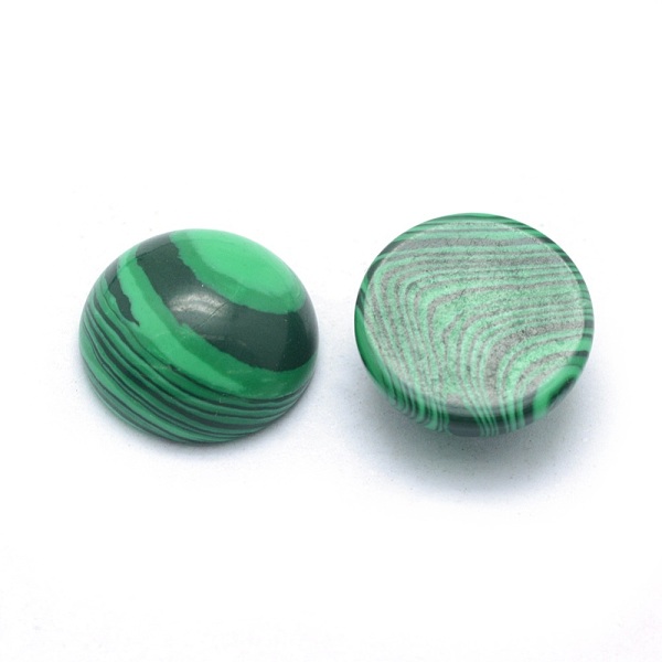 

PandaHall Synthetic Malachite Cabochons, Grade A, Half Round, 6x3~3.5mm Malachite Half Round