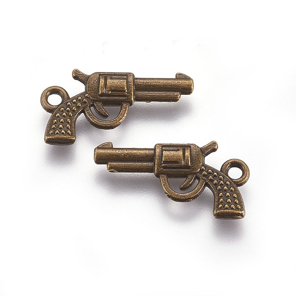 

PandaHall Zinc Alloy Gun Necklace Pendant, Revolver Pistol Charm, Lead Free and Cadmium Free, Antique Bronze, 22x12x3mm, Hole: 2mm Alloy...