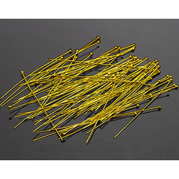 

PandaHall Brass Ball Head Pins, Golden, Size: about 0.6mm thick, 35mm long, about 260pcs/20g Brass