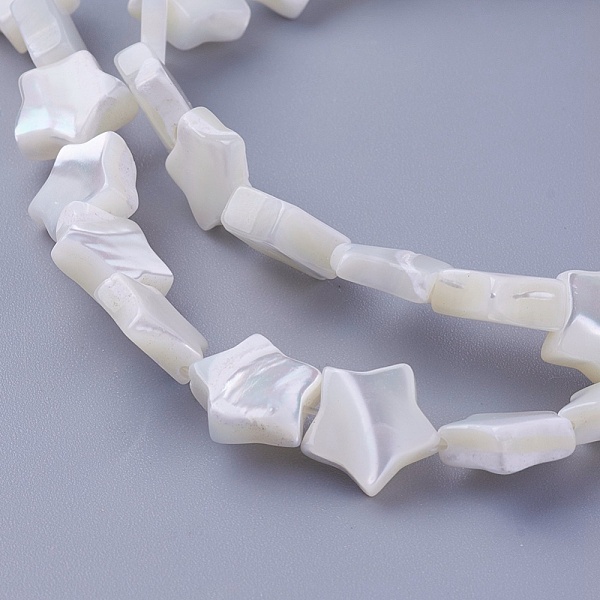 

PandaHall Shell Beads Strands, Star, 9~10x9.3~10.2x3~4.1mm, Hole: 0.5mm, about 46pcs/strand, 16.14 inch(41cm) Other Sea Shell Star