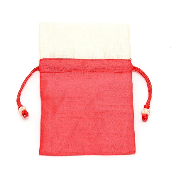 

PandaHall Polyester with Silk Pouches, Drawstring Bag, Rectangle with Knot, Tomato, 15x9.8~10x0.4cm Polyester None Red
