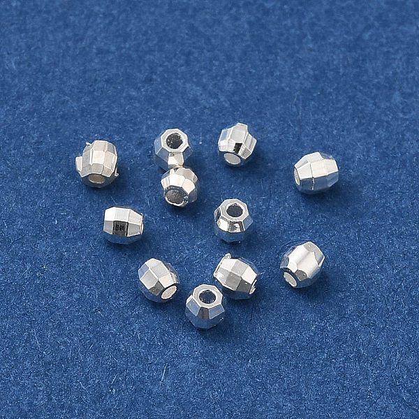 

PandaHall Brass Spacer Beads, Faceted, Barrel, 925 Sterling Silver Plated, 2x1.7mm, Hole: 0.8mm Brass Barrel
