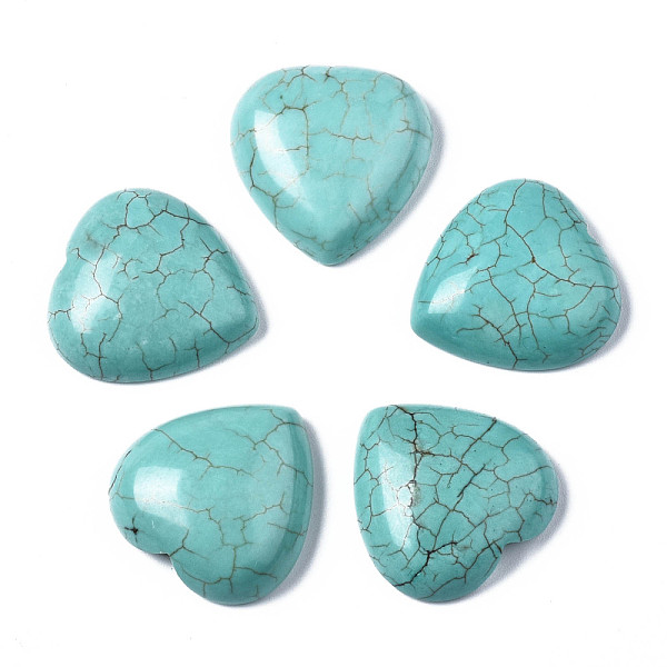 

PandaHall Natural Howlite Cabochons, Dyed, Heart, 23~24x23x7~8mm Howlite Heart