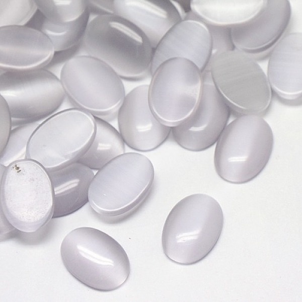 

PandaHall Cat Eye Cabochons, Oval, WhiteSmoke, 40x30x6.5mm Glass Oval White