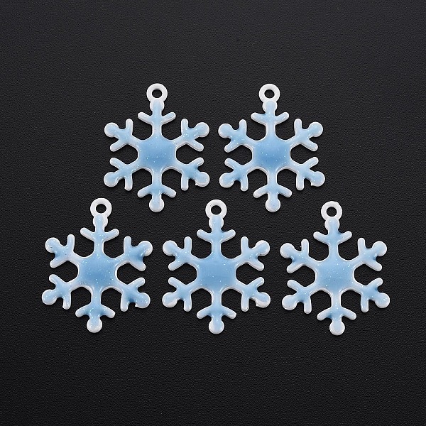 

PandaHall Spray Painted Alloy Enamel Pendants, with Glitter Powder, Cadmium Free & Nickel Free & Lead Free, Snowflake, Light Sky Blue...