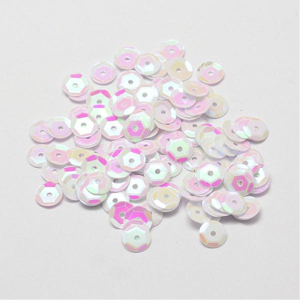 

PandaHall Plastic Paillette Beads, Semi-cupped Sequins Beads, Center Hole, White, 8x0.5mm, Hole: 1mm Plastic Disc White