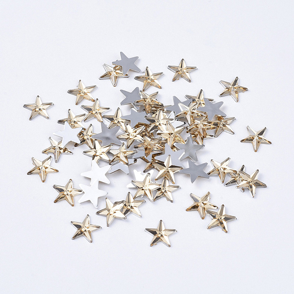 

PandaHall Acrylic Rhinestone Flat Back Cabochons, Back Plated, Faceted, Star, Wheat, 10x1.5mm Acrylic Rhinestone Star Orange